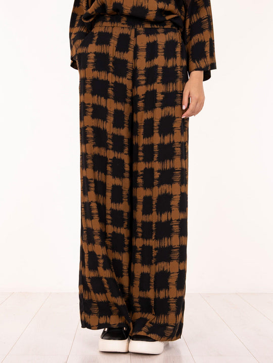 Pantalone Meimeij in Viscosa Nero e Sigaro