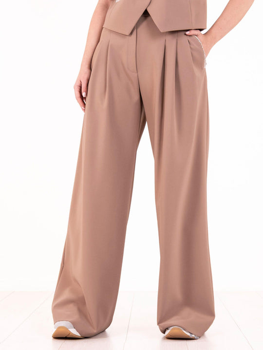 D.Exterior Hose mit Schmuck aus Stretch Cadì Mocha