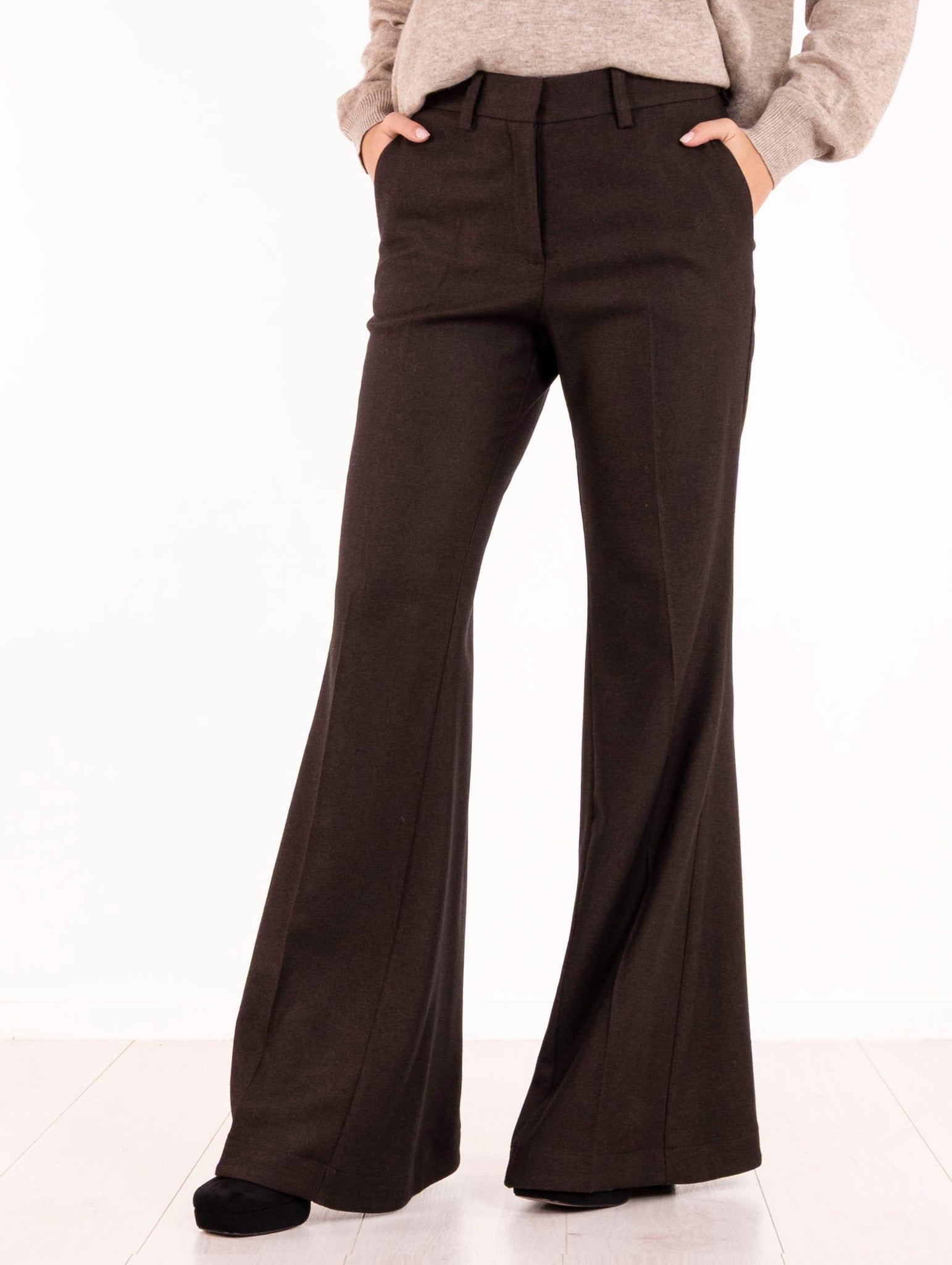 Pantalone Flare Alysi in Tela di Lana e Viscosa Cioccolato 165164A5210CHOCO Alysi