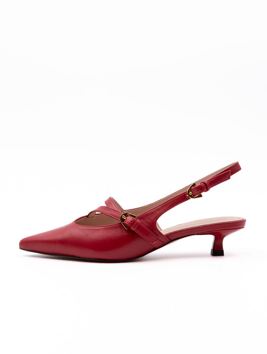 Coccinelle Ginko Slingbacks in Scarlet Leather