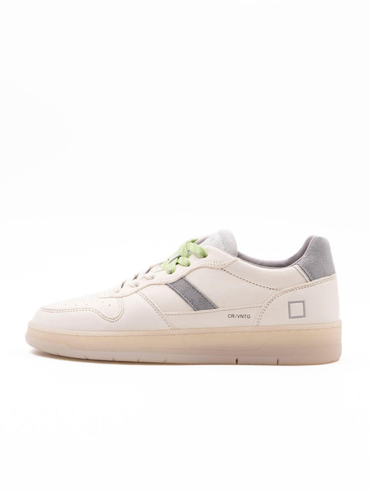 Sneakers D.A.T.E. Court 2.0 in Pelle Bianca e Grigia