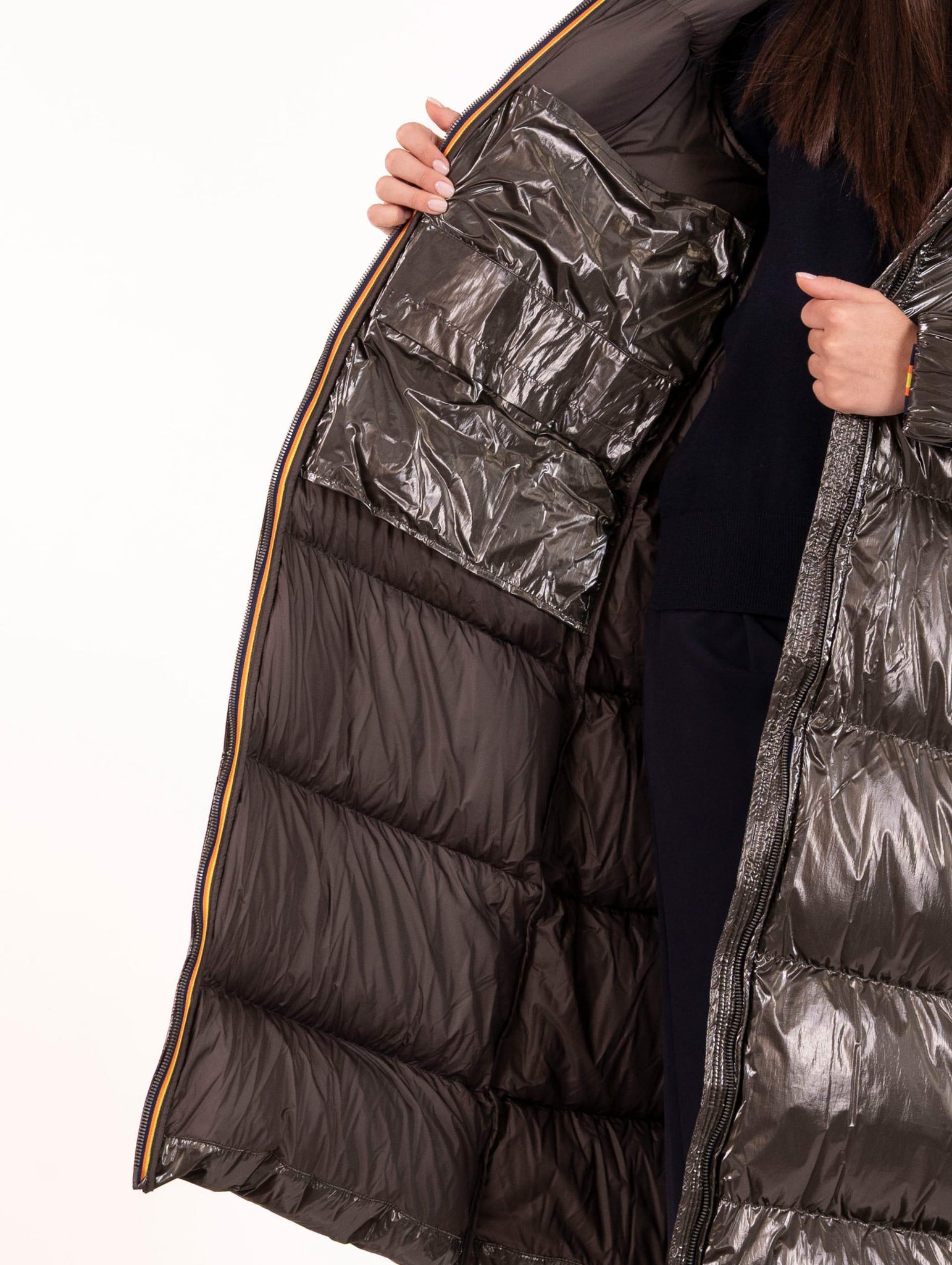 Piumino Ruenne K-Way Nero Oliva K7136LWB38 K-Way