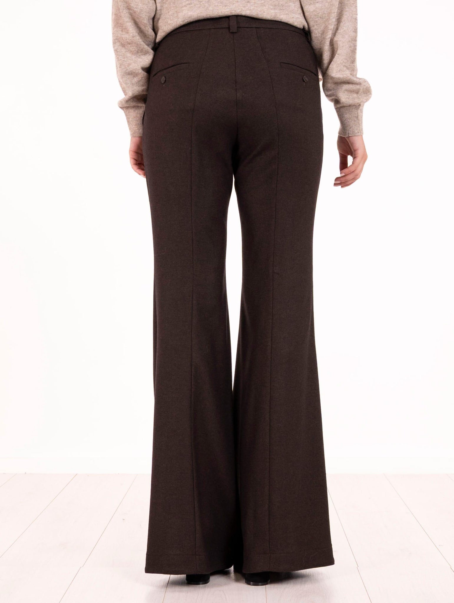 Pantalone Flare Alysi in Tela di Lana e Viscosa Cioccolato 165164A5210CHOCO Alysi