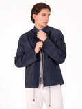 Giubbino Eleventy Milano Platinum in Pelle Traforata Blu