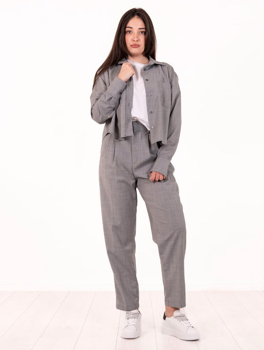 Camicia White Sand in Tela di Lana Stretch Grigia
