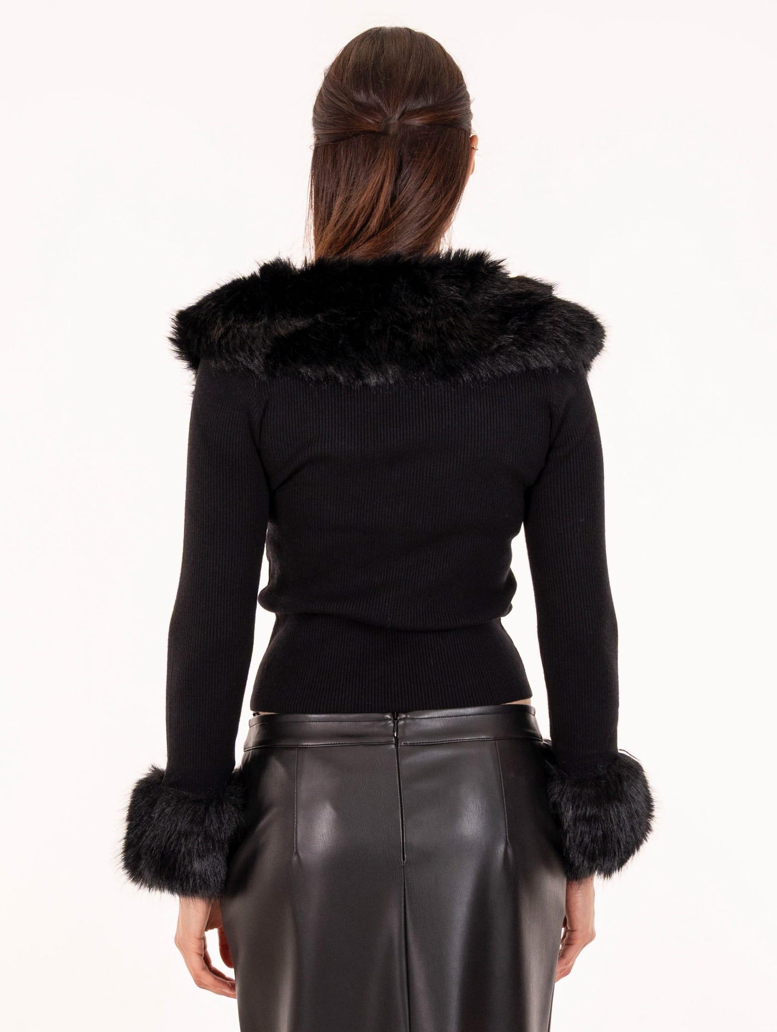 Mini Cardigan No Secret con Ecopelliccia Liquirizia 253NS069LIQUI NoSecrets