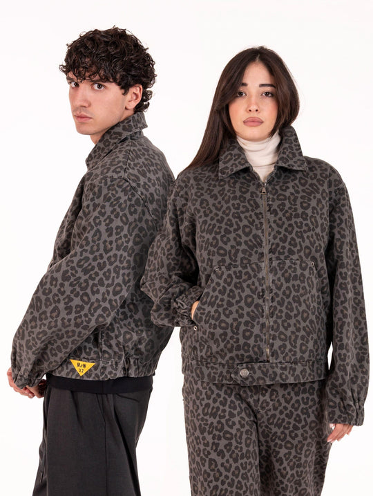 Unisex-Bomber Maison Crazy Worker aus Baumwolle Maku Grau und Schwarz
