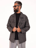 Camicia White Sand in Cotone Denim Nero