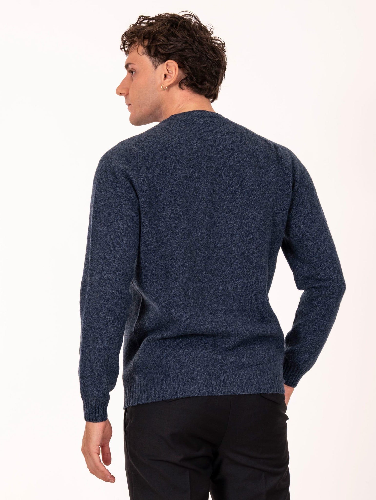 Girocollo Zanieri in Lana Cashmere Navy Melange CG-GRU-350151934 Zanieri