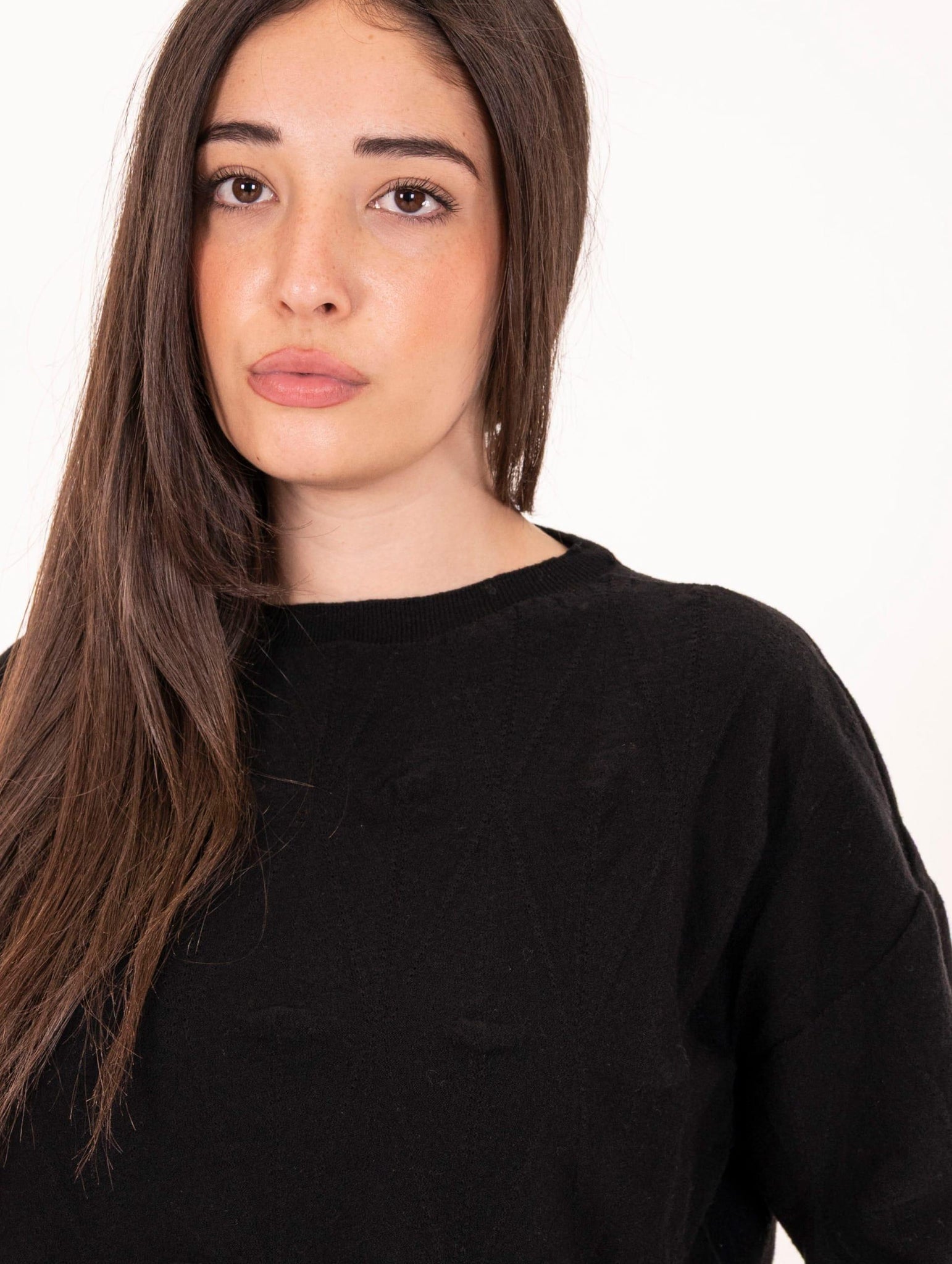 Maglia Alpha Studio in Lana Goffrata Nera AD-4510C9000 Alpha Studio