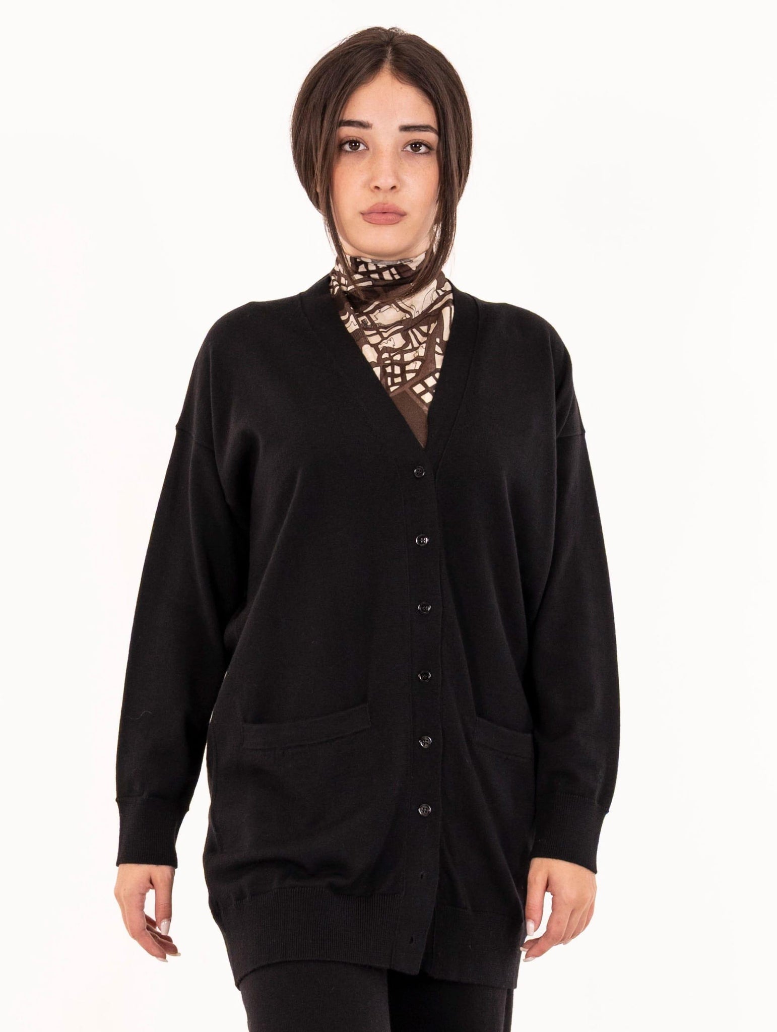 Cardigan Alpha Studio in Pura Lana Nero AD-4006E2002 Alpha Studio