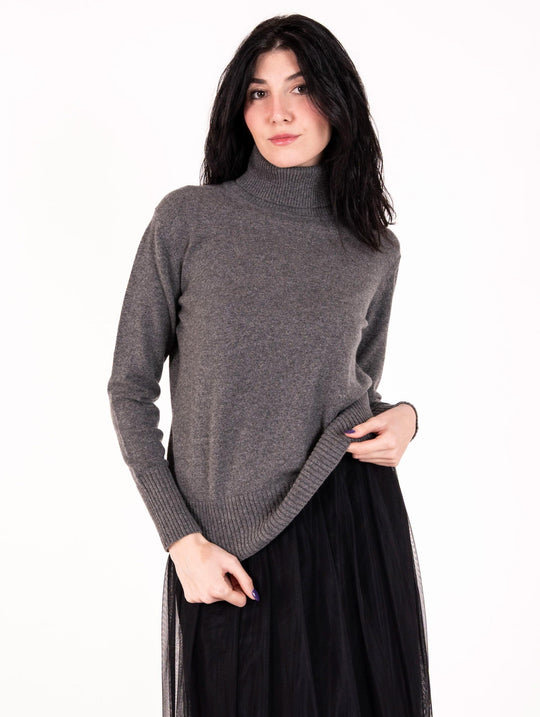 Rollkragenpullover Alpha Studio aus reinem Kaschmir Grau