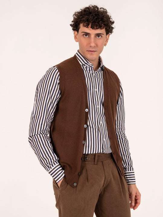 Zanieri Vest in Merycash Wool Chocolate