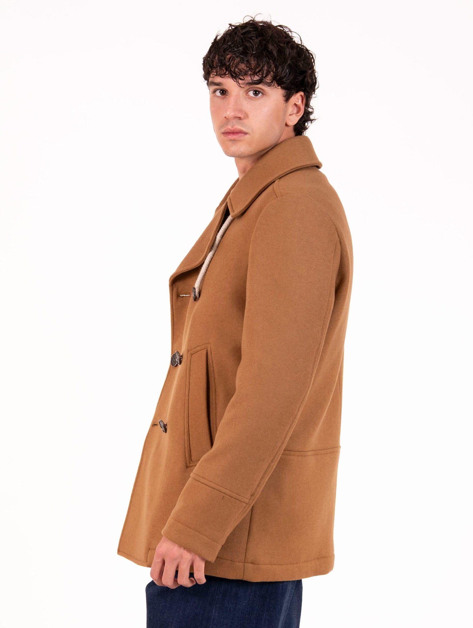 Peacot Camplin Squadron in Lana Vergine e Cashmere Cammello SQUADRON-KCM Camplin