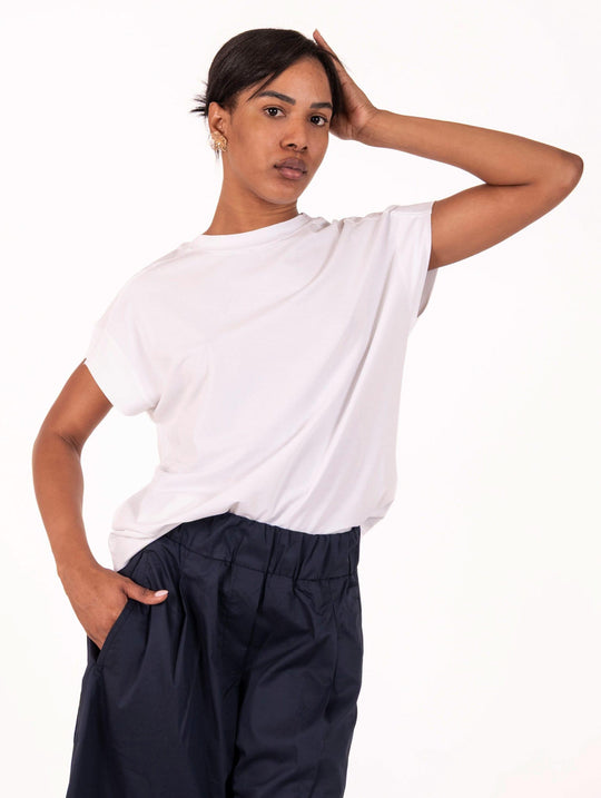 T-Shirt Alpha Studio in Jersey di Cotone Bianco