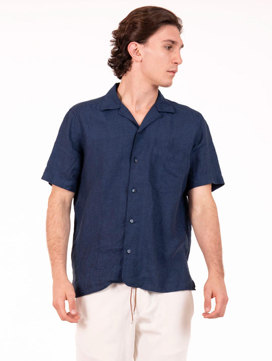 Hemd Caliban aus Leinen Blau