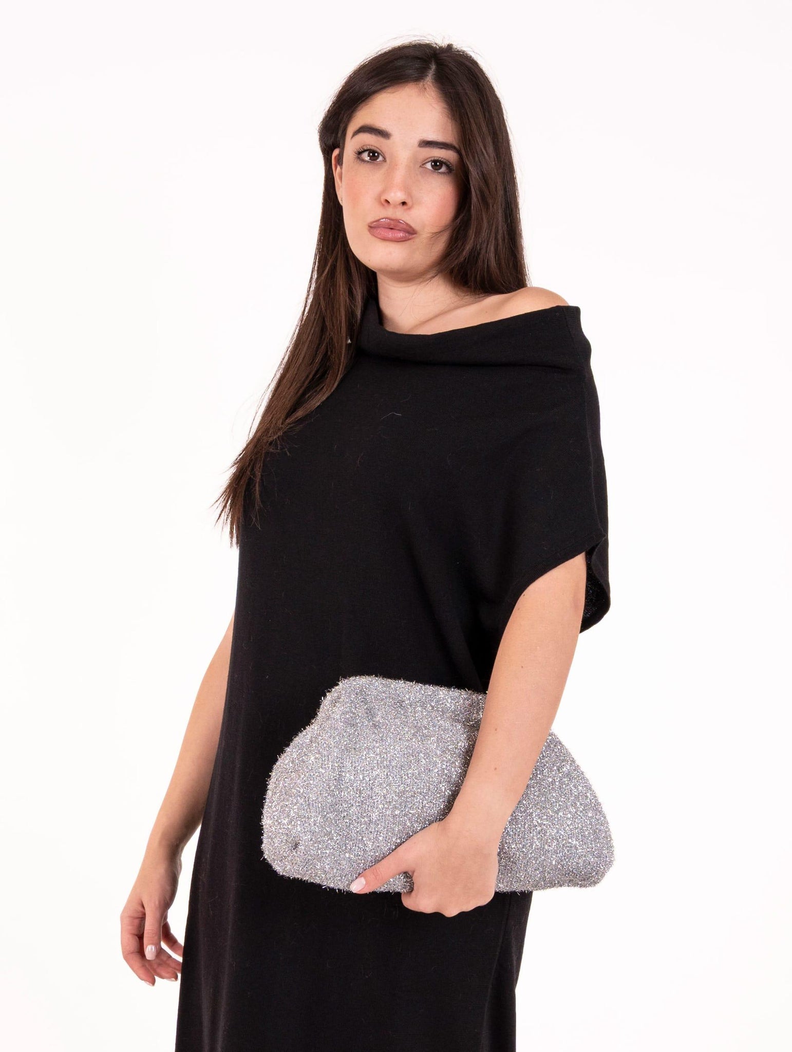 Clutch Fri-Yay in Fil Coupè Lurex Argento HB_1260LUREXFUR Fri-Yay