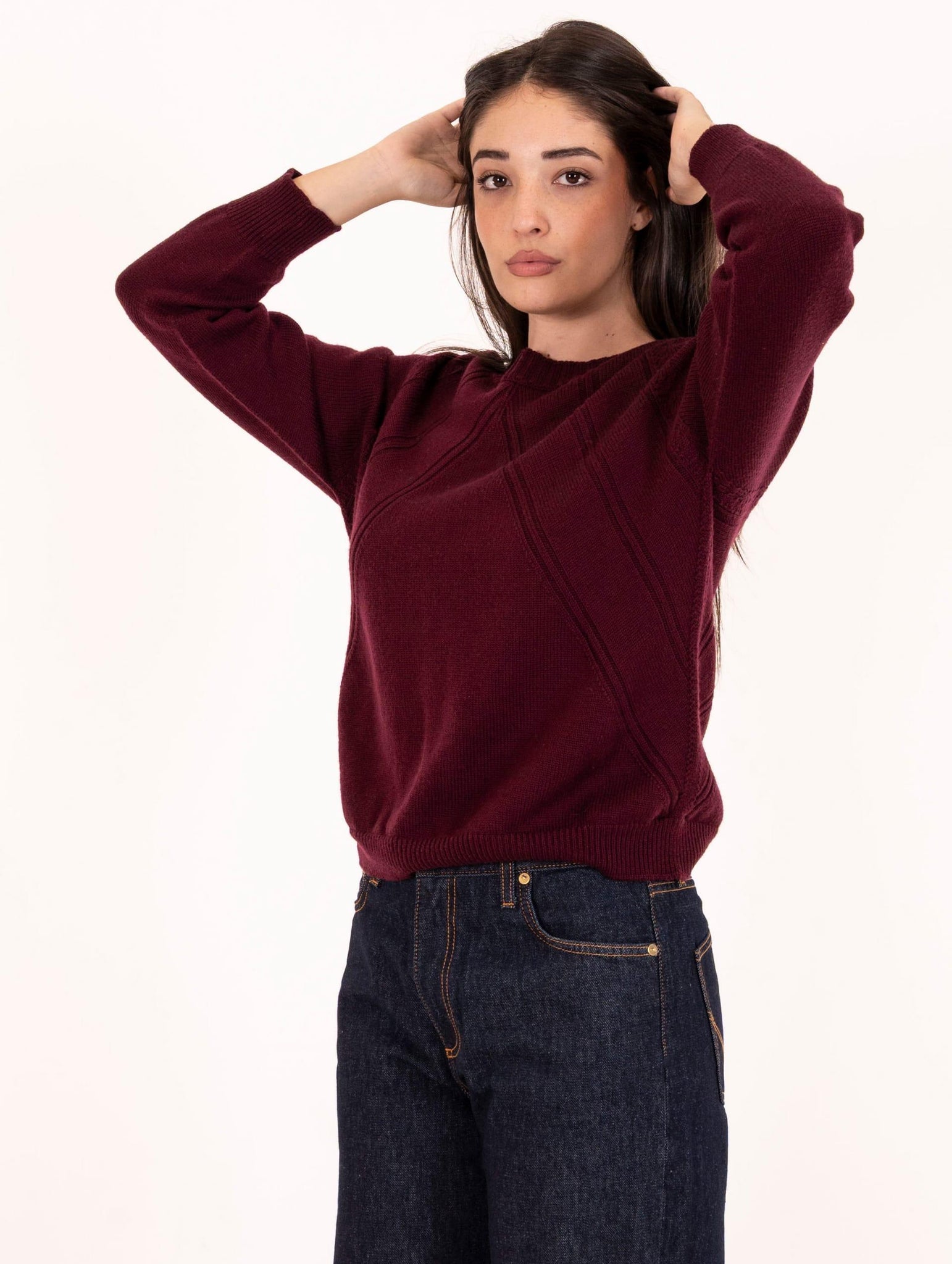 Maglia Girocollo Alpha Studio in Pura Lana Ciliegia AD-4081C2009 Alpha Studio