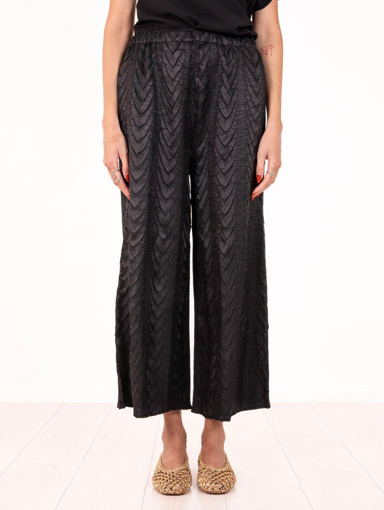 Pantalone Meimeij Plissè Chevron Nero