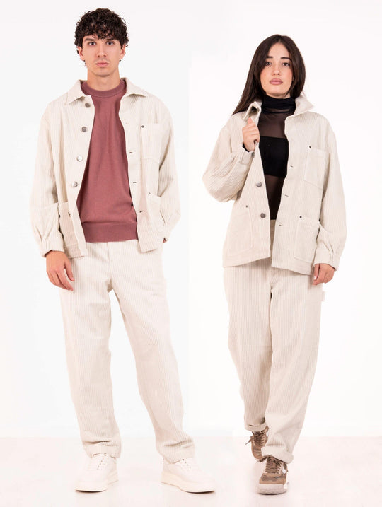 Camicia Unisex Maison Crazy Worker in Velluto Roccia Bianco