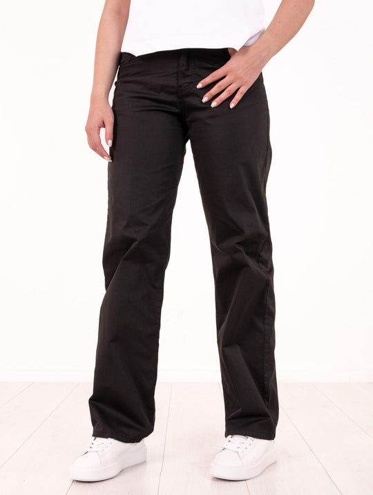 Pantalone Palazzo White Wise in Rasatello di Cotone Nero
