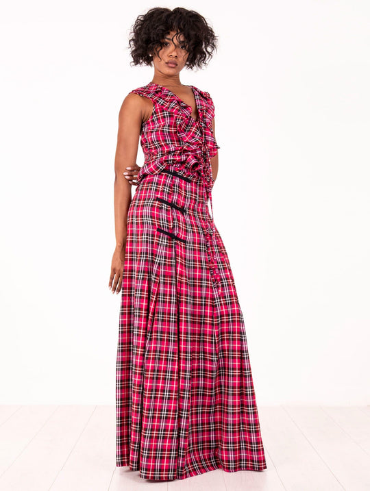 Gonna Chiara Four Stroke in Cotone Check Fucsia