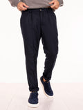 Pantalone Devore in Mischwolle Nachtblau