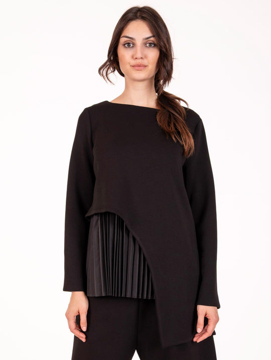 Blusa Meimeij Plisse in Scuba Nero