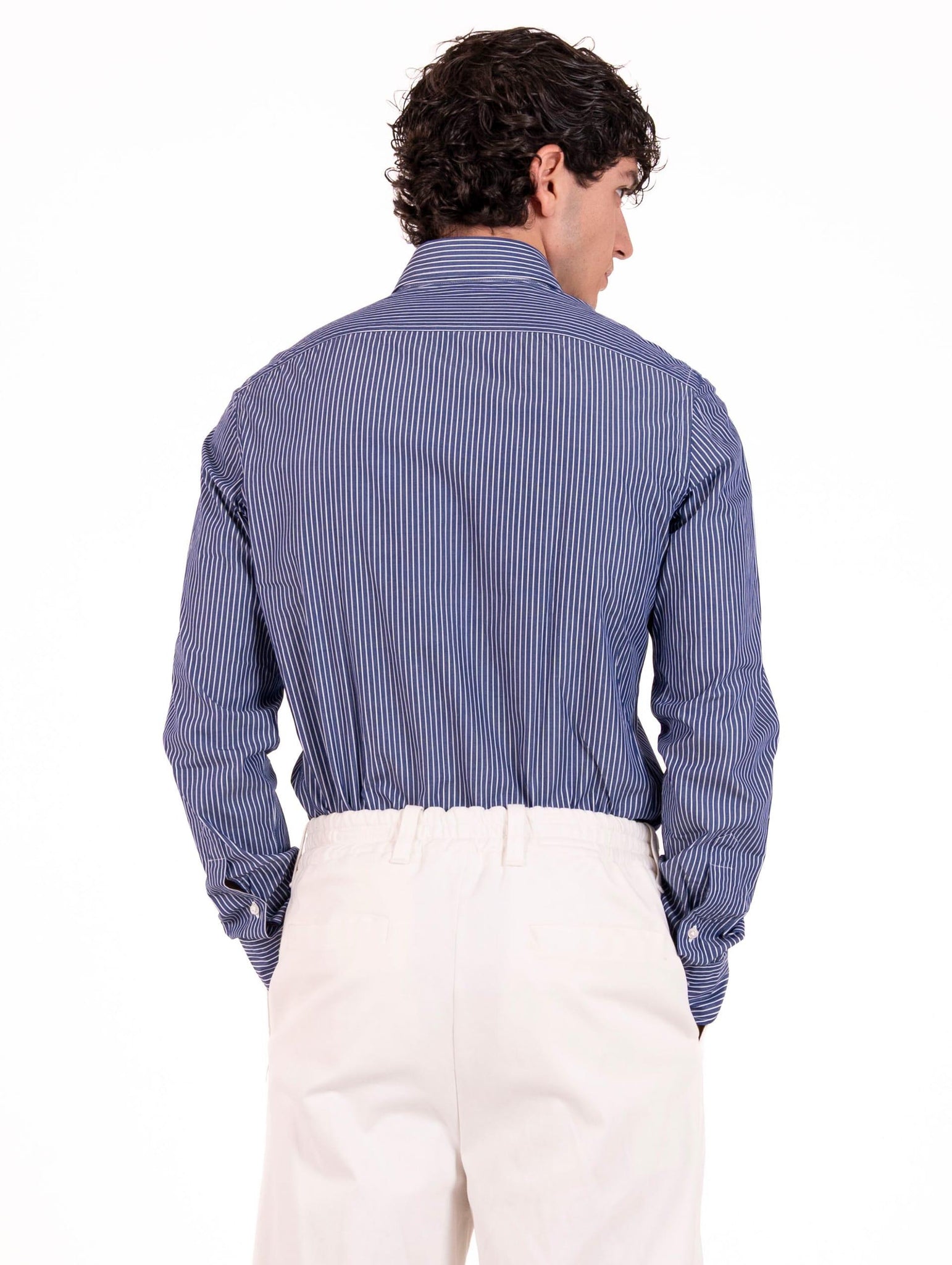 Camicia Borriello Napoli in Cotone a Righe Blu e Bianca 101645 Borriello Napoli