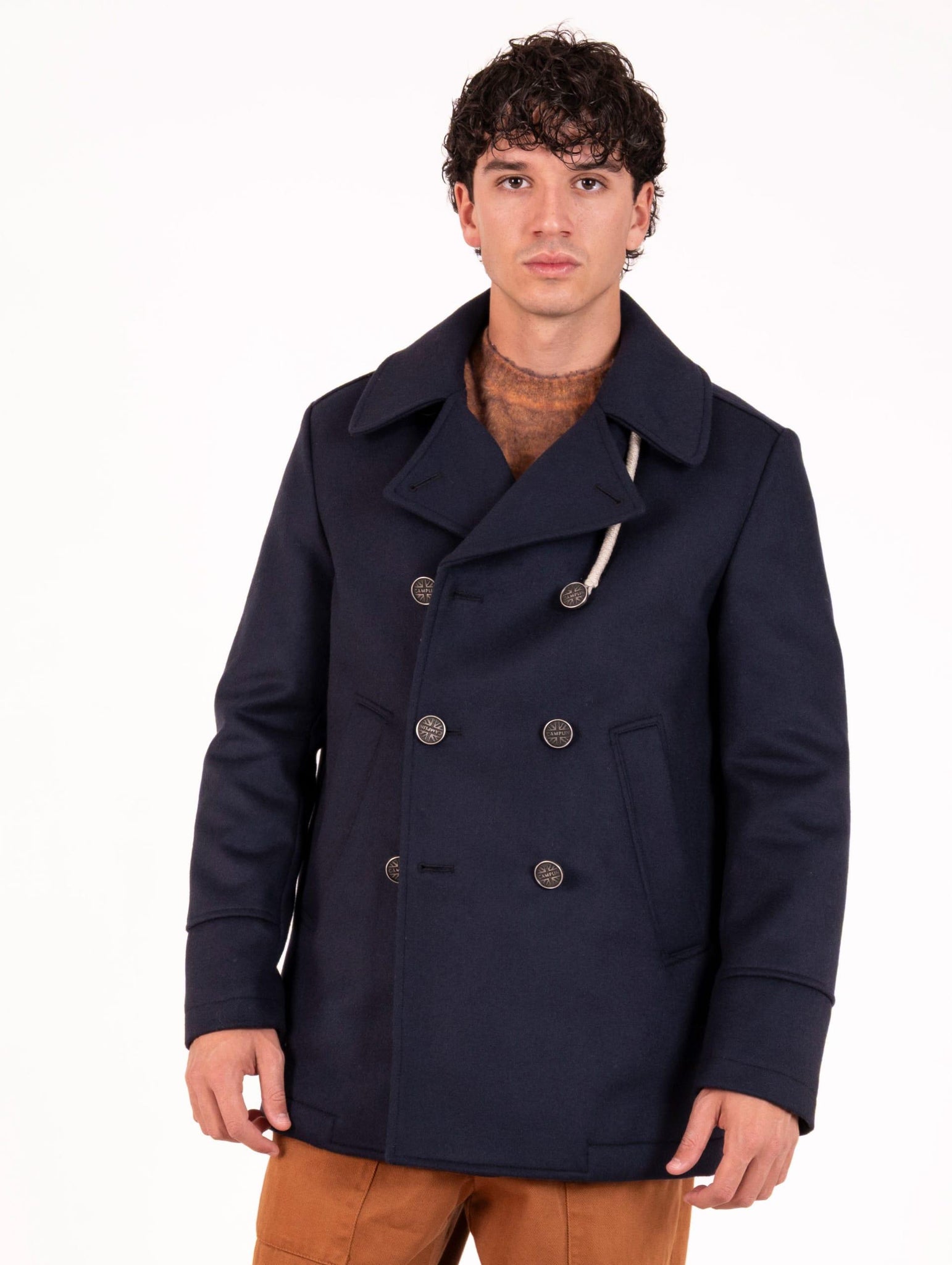 Peacot Camplin Squadron in Lana Vergine e Cashmere Blu SQUADRON-KBL Camplin