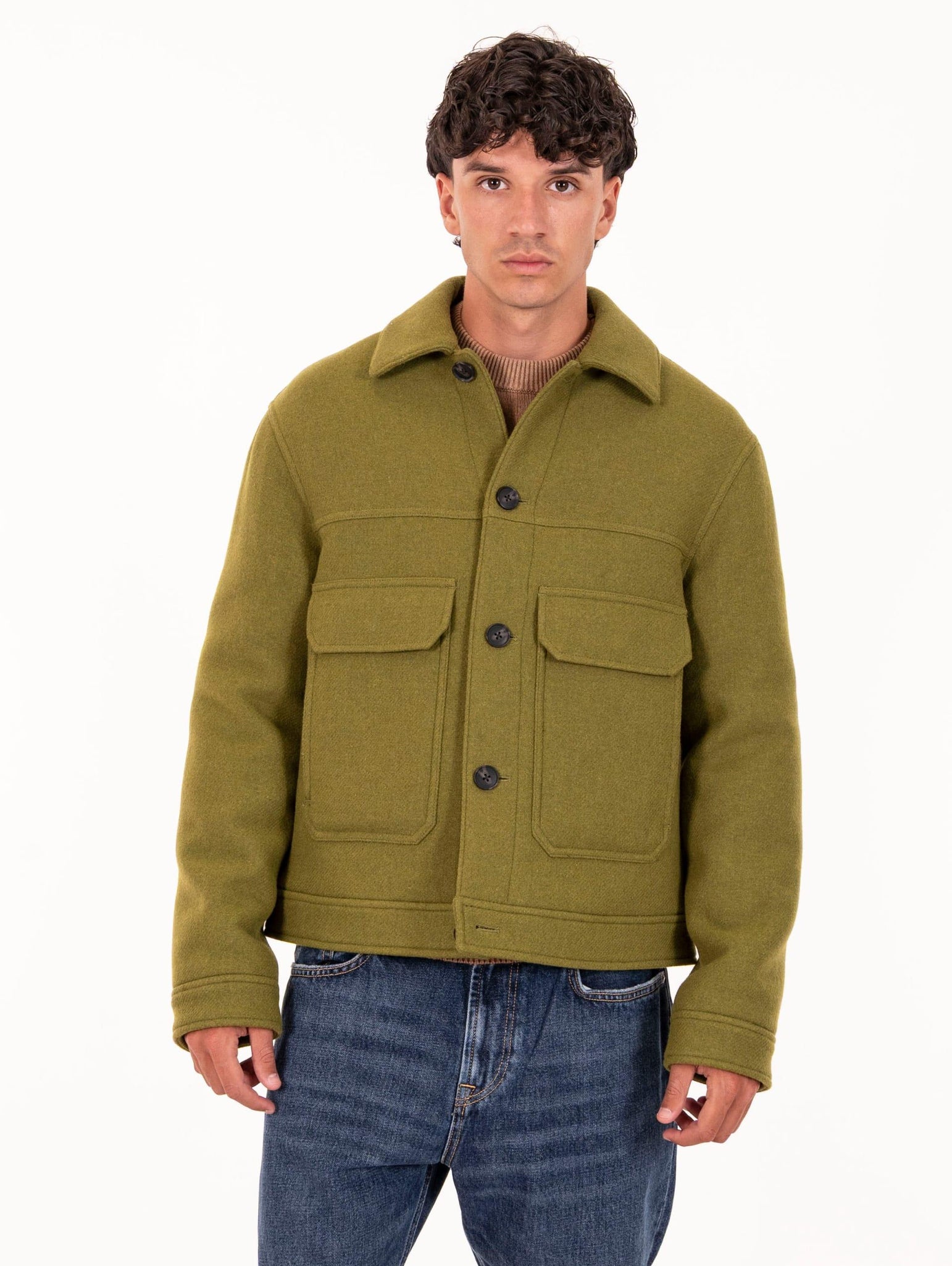 Bomber Alpha Studio in Panno Lana Pistacchio AU-3490N1006 Alpha Studio