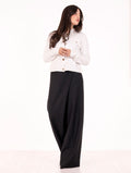 Pantalone Asimmetrico White Sand in Tela di Lana Stretch Nero