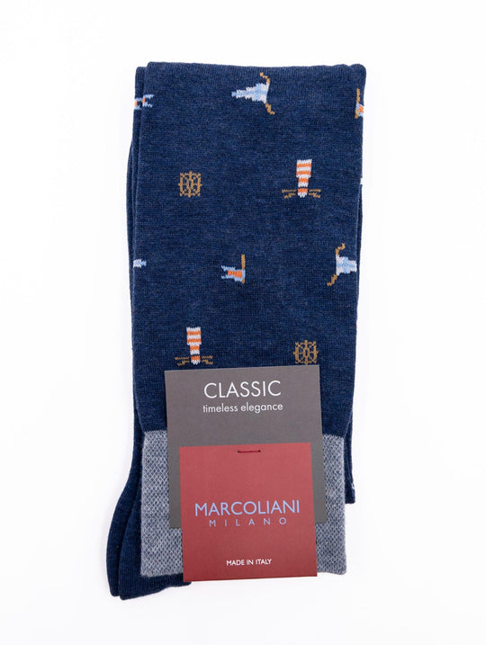 Marcoliani Milano Classic Socken aus Pima-Baumwolle Navy