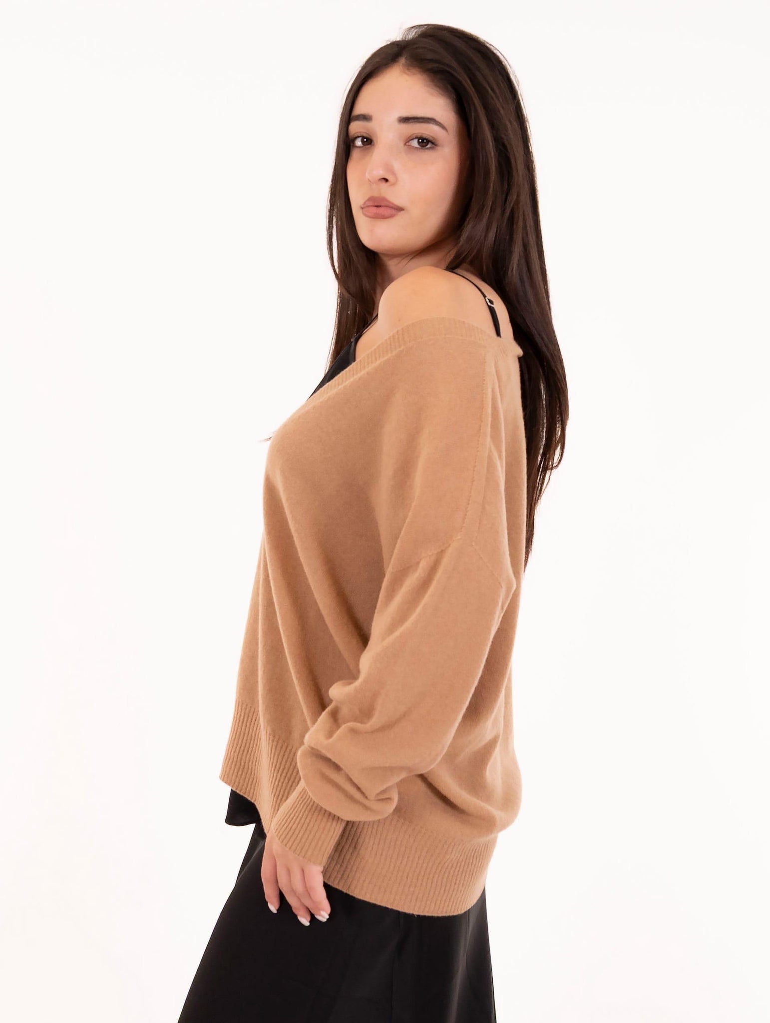 Maglia V Daniele Fiesoli in Lana e Cachemire Cammello 318735 Daniele Fiesoli