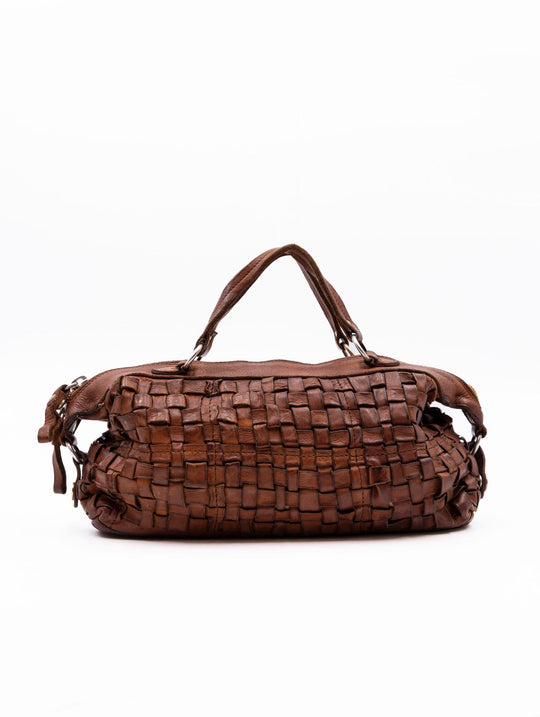 Bauletto Rachele Campomaggi in Pelle Iintrecciata Cognac