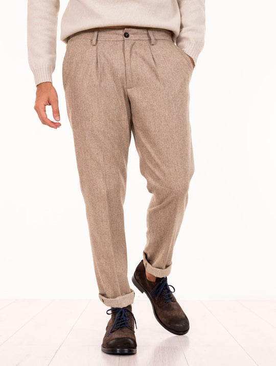 Pantalone Devorè in Lana Vergine Sabbia Melange