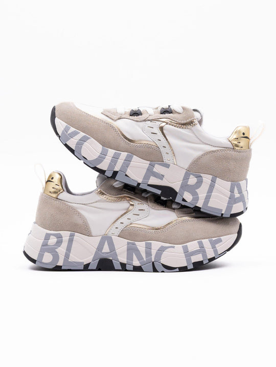 Sneakers Club105 Voile Blanche in Suede e Nylon Bianco e Beige