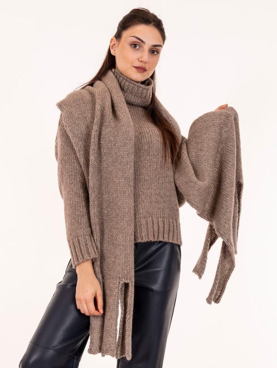 Alpha Studio Scarf in Beige Lurex Wool