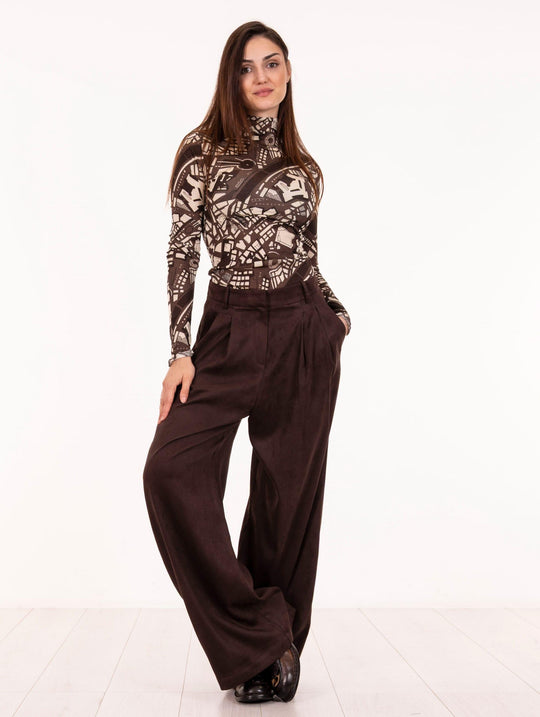 Dainetto Alysi Pants in Suede Choco