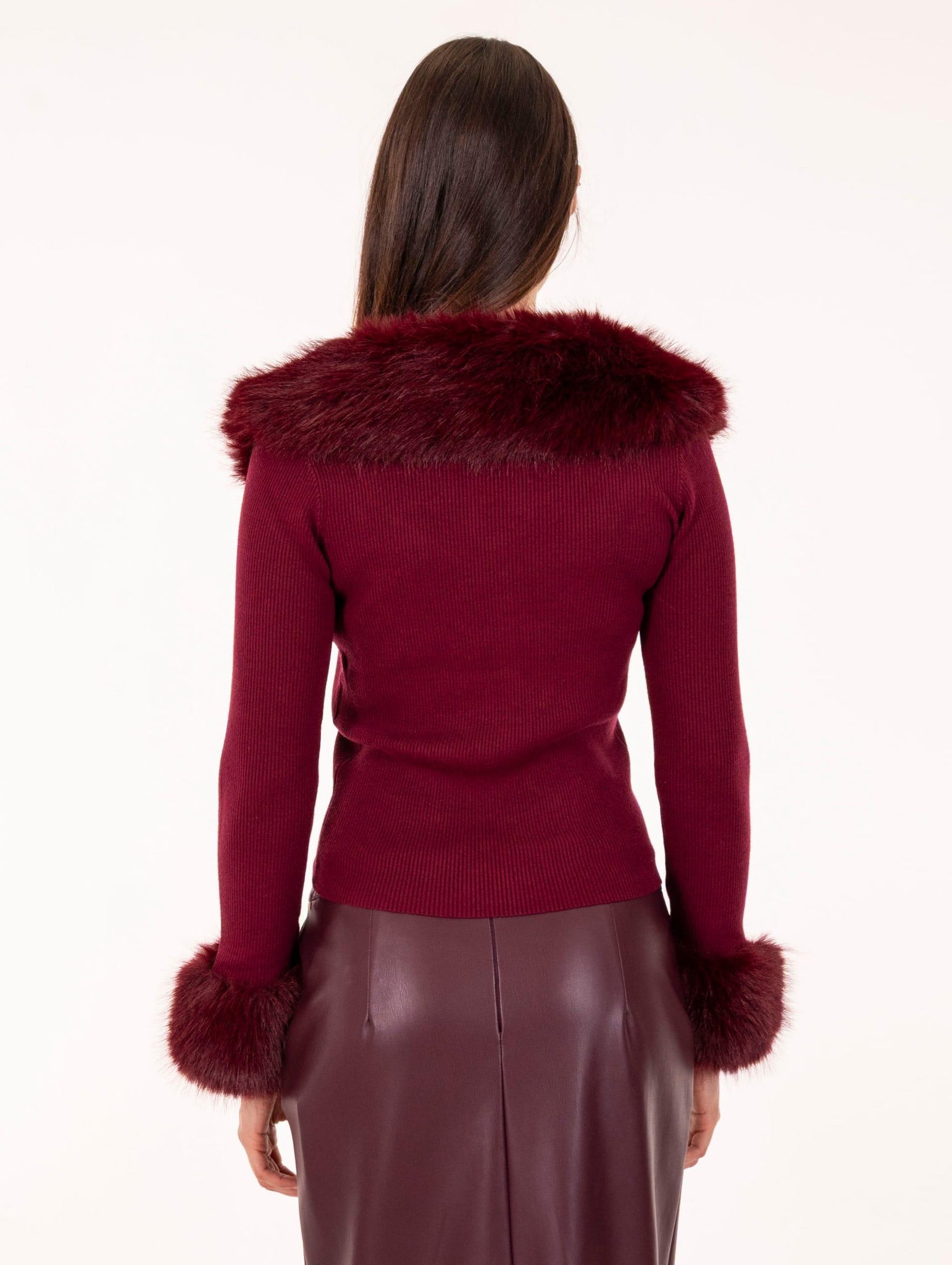 Mini Cardigan No Secret con Ecopelliccia Ciliegia 253NS069CILI NoSecrets