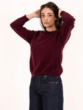Maglia Girocollo Alpha Studio in Pura Lana Ciliegia