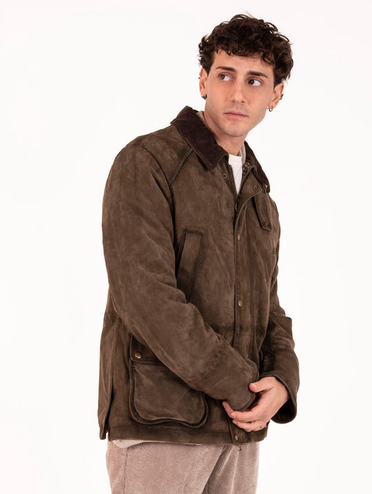 Giubbotto The Jackie Leathers in Camoscio Fango