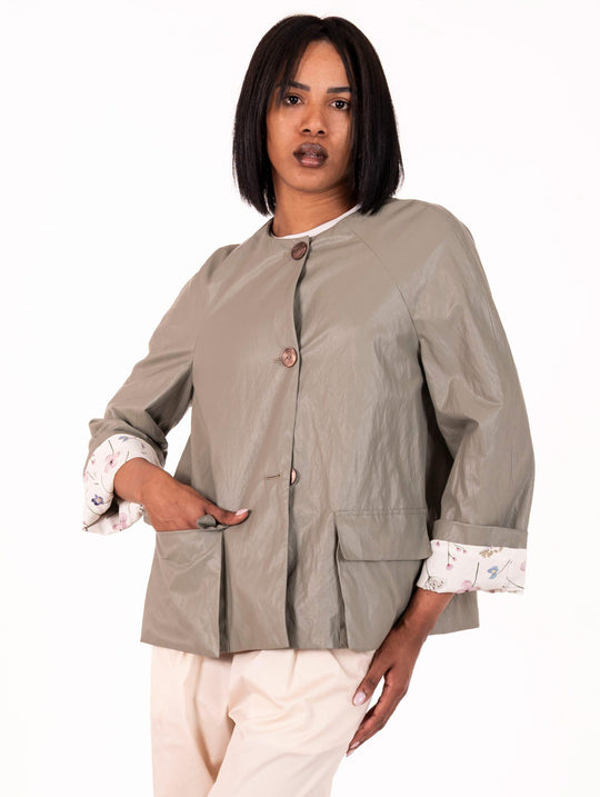 Giacca Alessia Santi in Eco Pelle Salvia