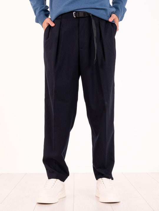 White Sand Trousers in Blue Viscose Blend
