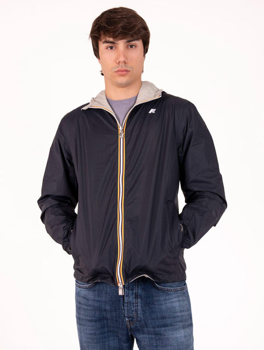 Giubbino K-Way Jake in Tessuto Tecnico Reversibile Blu e Beige