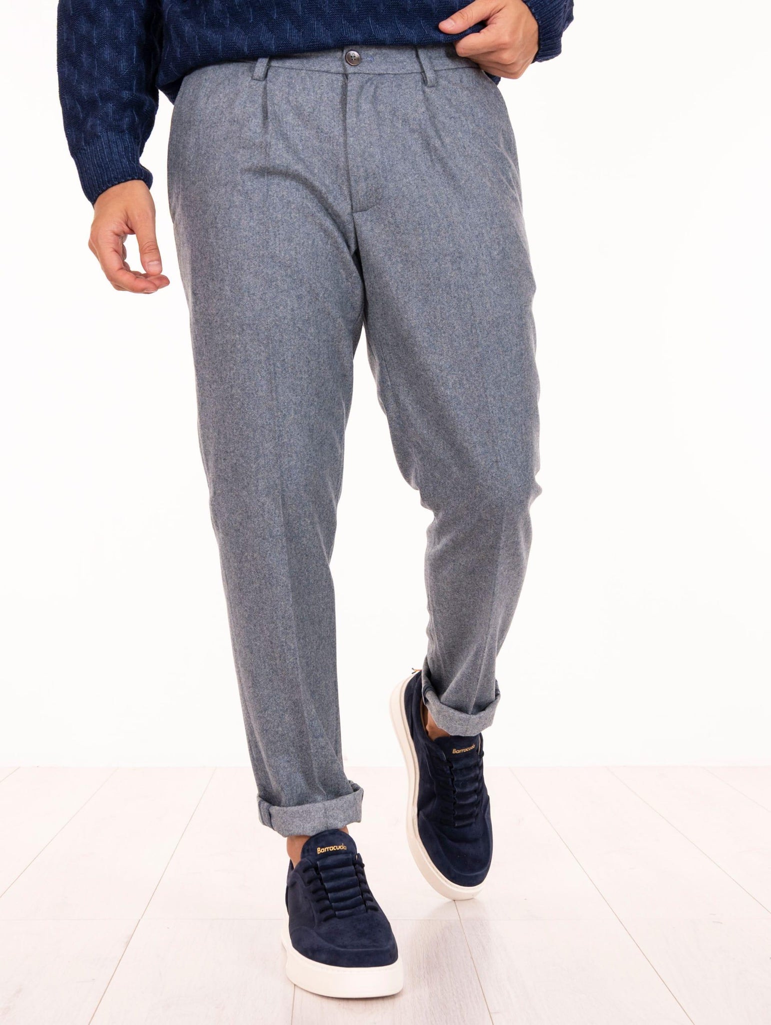 Pantalone Devorè in Lana Vergine Ceruleo Melange DVR15C-W20600310 Devore