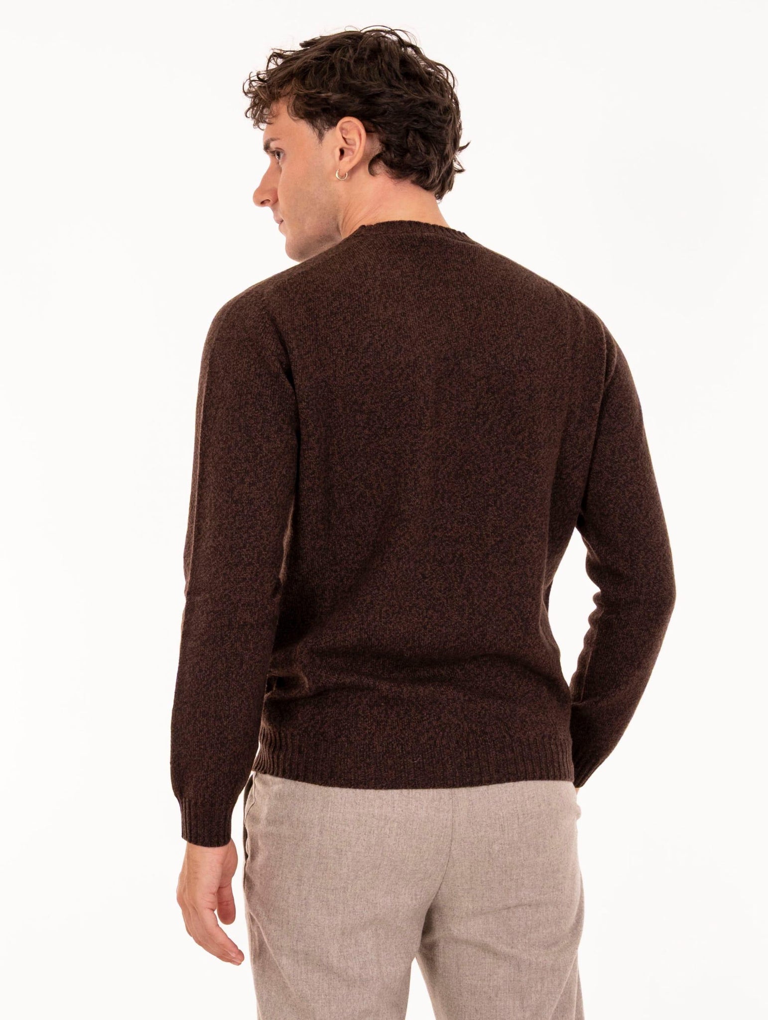 Girocollo Zanieri in Lana Cashmere Testa di Moro Melange CG-GRU-350152575 Zanieri