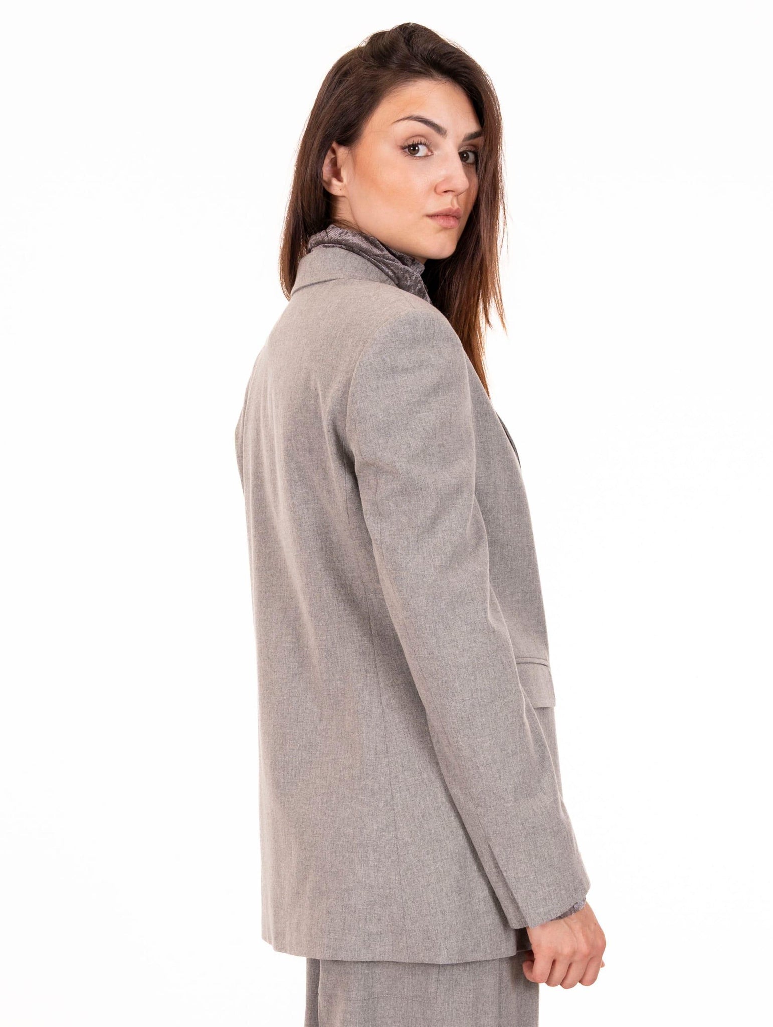 Giacca Monopetto Alysi  in Flanella di Viscosa e Lana Grigia 165819A5047GR Alysi