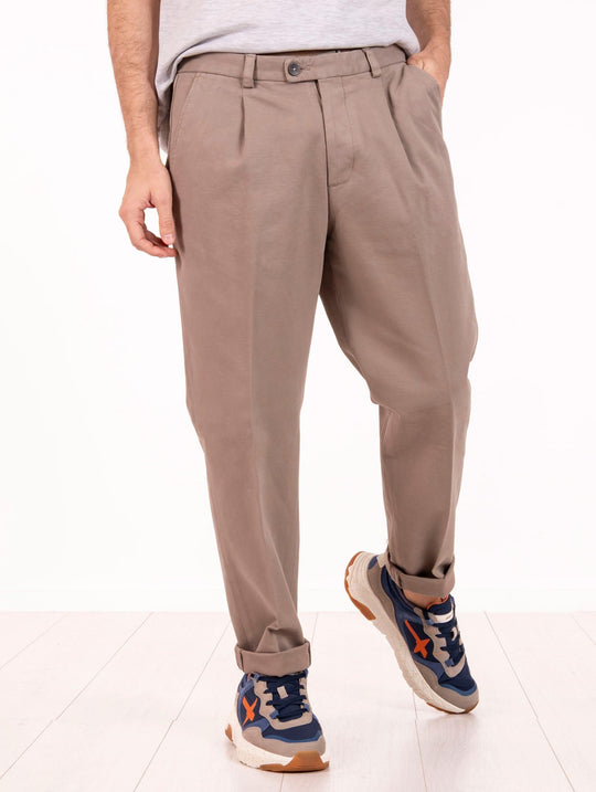 Pantalone Devore in Cotone Piquet Taupe