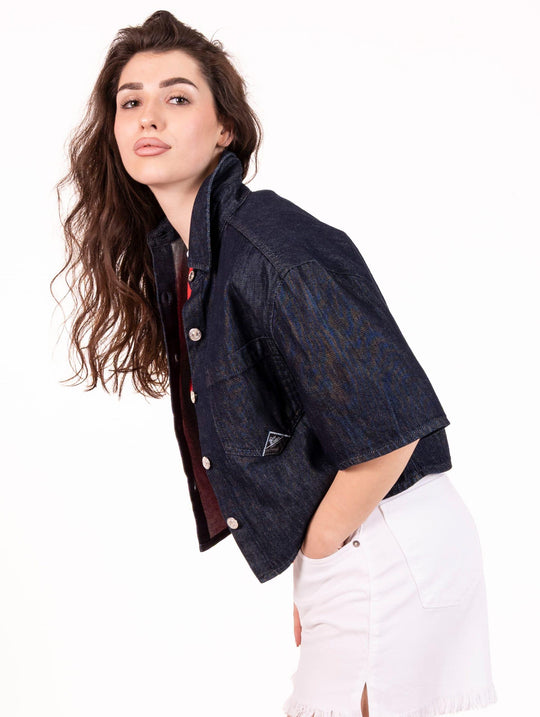 Camicia Crop Roy Roger's in Denim Scuro